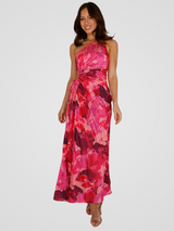 AURORA ONE SHOULDER PLISSEEKLEID – Pink