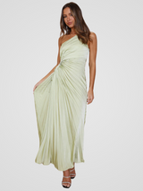 AURORA ONE SHOULDER PLISSEEKLEID – Sage