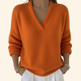 Abigail | V-Ausschnitt Seitlich Gerafft Bluse – Orange