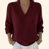 Abigail | V-Ausschnitt Seitlich Gerafft Bluse – Rot
