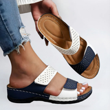 Lynn | Elegante orthopädische Sandale für Damen – Weiß Blau