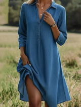 Amasha - Kleid Mit Kragen Und V-Ausschnitt – Blau