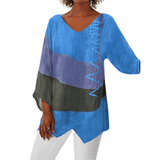 Ingrid - Leichte Bluse mit geometrischem Print – Blau