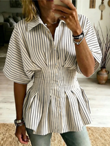 Sudeeksha - Kurzarm Bluse Mit Knöpfen – Weiß