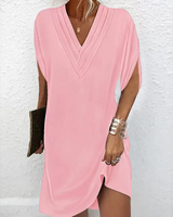 Adora - Soft-Touch-Wickelkleid mit V-Ausschnitt – Rosa