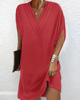 Adora - Soft-Touch-Wickelkleid mit V-Ausschnitt – Rot