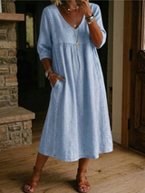 Zelmiraa – Midikleid Mit Seitentaschen – Blau