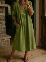 Zelmiraa – Midikleid Mit Seitentaschen – Grün