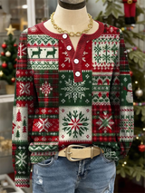 Sanne - Weihnachtsstrickpullover mit Rentieren und Schneeflocken – Mehrfarbig