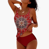Dam Tankini Bikini Set – Bohemian Stil für Strand und Pool – Rot