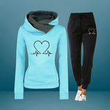 Nimue – 2 Teiliges Trainingsanzug Setz mit Herz Print – Blau