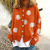 Damen Cardigan mit Blumen Druck | Lässig – Orange