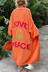 Ibiza – Wolle Lange Strickjacke für Damen – Orange