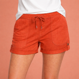 Lässige Damen Shorts mit Kordelzug und umgeschlagenem Saum | Zelina – Orange