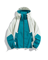 Unisex Jacke | Geschlossene Regenausführung mit Kapuze – Blau-Weiß