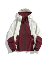 Unisex Jacke | Geschlossene Regenausführung mit Kapuze – Rot-Weiß