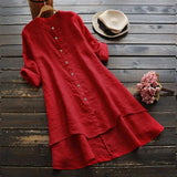 Gabbi - Übergroßes Sommerkleid aus Baumwollleinen – Rot