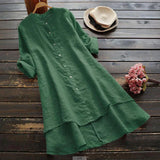 Gabbi - Übergroßes Sommerkleid aus Baumwollleinen – Grün