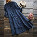 Gabbi - Übergroßes Sommerkleid aus Baumwollleinen – Marineblau