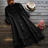 Gabbi - Übergroßes Sommerkleid aus Baumwollleinen – Schwarz