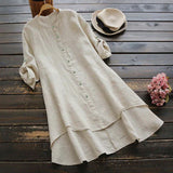Gabbi - Übergroßes Sommerkleid aus Baumwollleinen – Beige