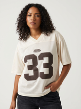 Oversized Y2K-Jersey-T-Shirt mit Nummerndruck – Weiß