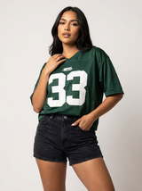 Oversized Y2K-Jersey-T-Shirt mit Nummerndruck – Grün