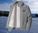 Poul™ - Retro-Cord-Sherpa-Jacke – Grau
