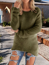 Gestrickter Vintage-Pullover für Damen | Ideal für alle Jahreszeiten – Armeegrün
