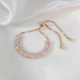 Verstellbares Cubic-Zirkonia-Armband aus Gold und Silber – Roségold