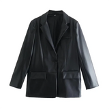 Locker sitzende pu-lederjacke für frauen - anna – Schwarz