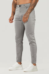 Hellgraue Schmale Herren Stretch Jeans – Grau