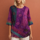 Oversized Sommeroberteil mit buntem Druck für Damen | Noëlle – Lila