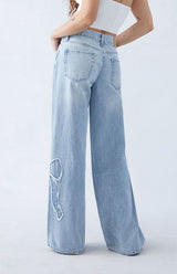 Lavey – baggy-jeans mit schleifen – Hellblau