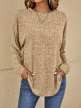 Langarmpullover für stilvolle damenmode – Khaki