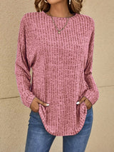 Langarmpullover für stilvolle damenmode – Rosa