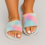 Paula | Weiche, flauschige Slides – Bunt