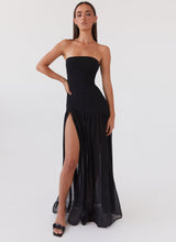 Selia | Langes, Trägerloses, Fließendes Kleid – Schwarz
