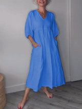 Hestia - Klassisches Komfortkleid – Blau