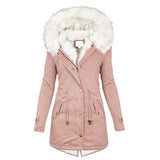 Winterjacke Damen Mit Kapuze | Lang Geschnitten Mit Taschen – Rosa