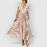 Casey | Elegantes und edles Maxikleid – Champagner