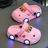KidVroom - LED Autoslipper Für Kinder Mit Leuchtenden Rädern Und Riemen – Rosa