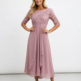 Zerda – Elegantes Midi Kleid Aus Spitze – Rosa