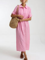 Jorisa - kurzärmeliges Midikleid – Rosa