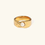 Cerulia Süßwasserperlen Ring – Gelbgold
