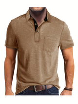 Polo Herren - Regular Fit mit kurzen Ärmeln und Kontrastkragen | Geschäftlich – Khaki
