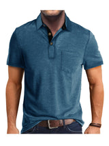 Polo Herren - Regular Fit mit kurzen Ärmeln und Kontrastkragen | Geschäftlich – Dunkelblau