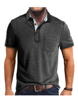 Polo Herren - Regular Fit mit kurzen Ärmeln und Kontrastkragen | Geschäftlich – Dunkelgrau