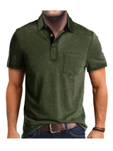 Polo Herren - Regular Fit mit kurzen Ärmeln und Kontrastkragen | Geschäftlich – Olivgrün