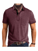 Polo Herren - Regular Fit mit kurzen Ärmeln und Kontrastkragen | Geschäftlich – Dunkelrot